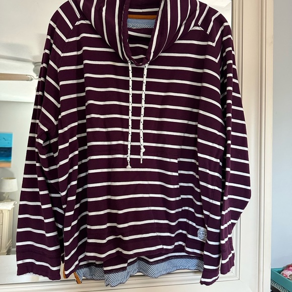 Orvis Burgundy and White Striped Hoodie - Picture 1 of 3